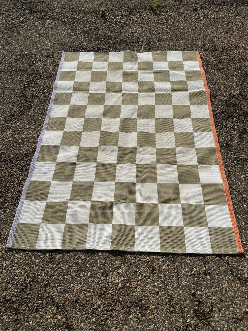 KLASSRUM Flatwoven Rug Checkered Green White Orange Purple by IKEA c2024